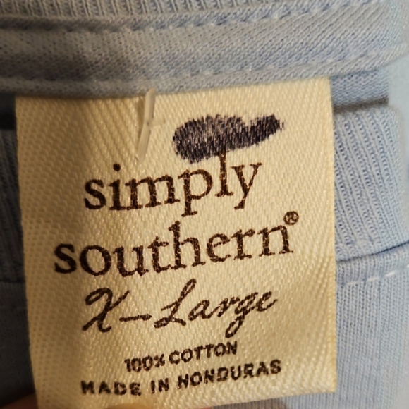 Simply Southern X-Large Long Sleeve Graphic Tee Blue Daisy Logo Shirt - Picture 4 of 5